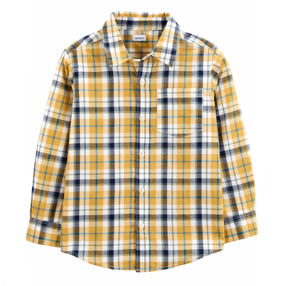 Carter’s Button Down Plaid Long Sleeve Shirt 4T 4 Boys